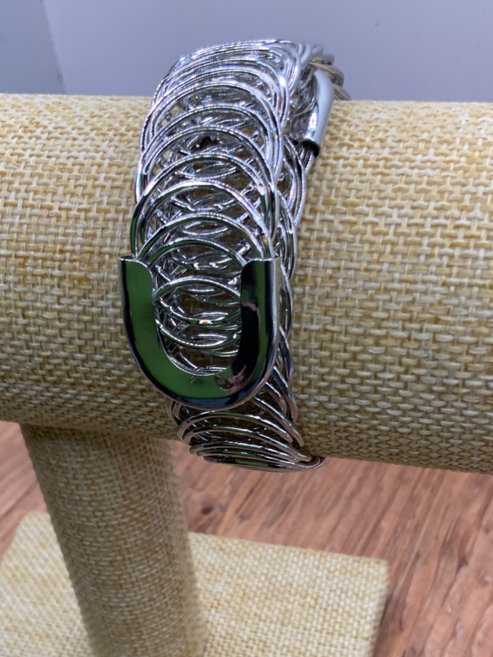 Plunder Design Silver Tone Metal Spring Ring Chain Overlapping Cuff Bracelet